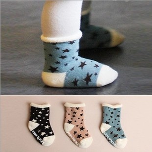 冬加厚宝宝毛圈纯棉 防滑地板袜幼儿0-2岁中短筒保暖松口袜子包邮