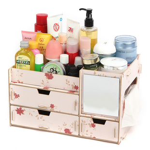 【爆款特价】木制桌面收纳盒箱化妆品整理架DIY创意韩版收纳架