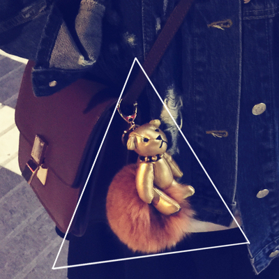 日本代购 潮爆关节励志熊小熊狐狸毛球包包挂饰钥匙扣挂饰