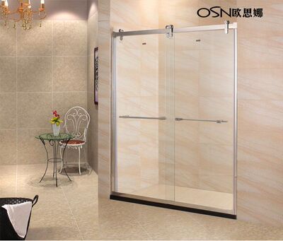 欧思娜卫浴 简易屏风不锈钢淋浴房 移门沐浴房 整体浴室钢化玻璃
