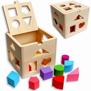儿童木制益屋玩具 十三孔十五孔智力盒 1-2岁宝宝积木 图形状辨识