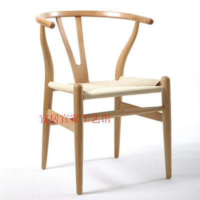创意咖啡Y椅家用木头椅子靠背实木餐椅新中式水曲柳餐桌椅