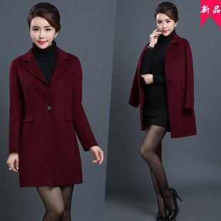 高端订制冬季新款双面羊绒女士大衣韩版修身中长款时尚毛呢子外套