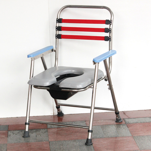 老人可折叠坐便椅 不锈钢孕妇坐便洗澡凳 移动坐便器残疾人马桶椅