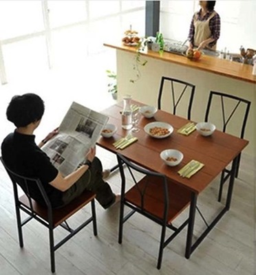 美式乡村铁艺办公桌椅套件 餐桌椅简约实木桌椅户外休闲桌椅组合
