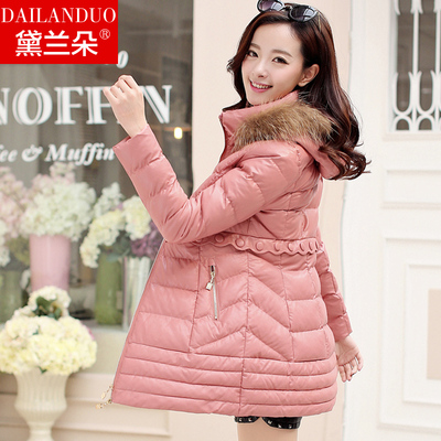 2015冬季新款女装韩版PU皮棉衣女中长款加厚棉袄连帽修身棉服外套