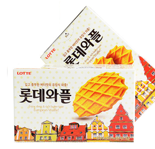 韩国零食食品进口 lotte/乐天奶油鸡蛋煎饼小瓦夫甜薄脆饼干40g