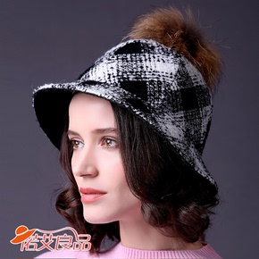 偌艾 大貉子球骑士帽2015秋冬新款时尚韩版潮大沿贝雷帽时装帽