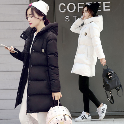 棉衣女韩版冬装新款修身大码加厚连帽棉袄中长款学生羽绒棉服外套