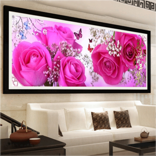 5D最新款十字绣花卉方钻满钻客厅大幅钻石画玫瑰花样年华卧室全贴