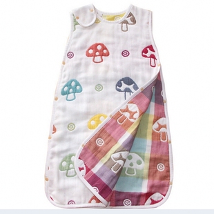日本Hoppetta同款婴儿睡袋 宝宝蘑菇睡袋纱布防踢被浴巾透气六层
