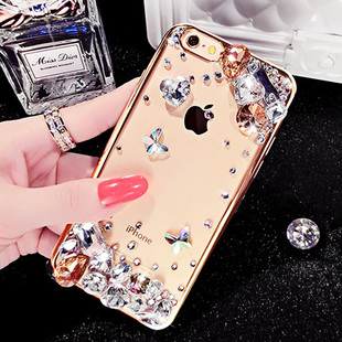 iphone6s手机壳电镀水钻奢华超薄女款苹果6手机壳6s硅胶套4.7软壳