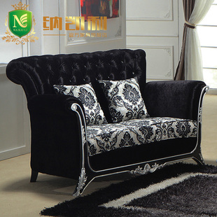 布艺沙发 欧式实木沙发 新古典家具 客厅沙发组合 黑色简约沙发