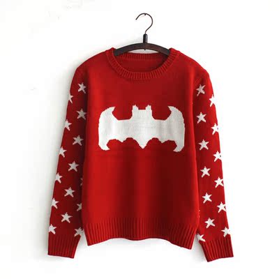 【昭昭】蝙蝠侠 星星袖 两色潮范儿帅气毛衣 百搭款