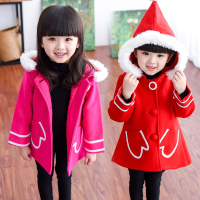 2015秋冬外套童装女童毛呢外套韩版单排扣中长款加厚儿童呢子大衣
