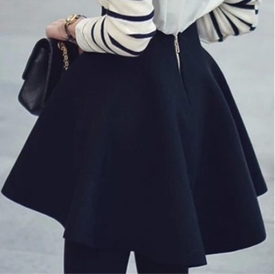 2015新款韩版黑色高腰半身裙秋冬短裙蓬蓬裙女装伞裙太空棉裤裙子