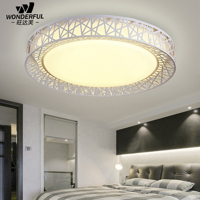 主卧室灯创意LED吸顶灯温馨圆形房间灯现代简约大气客厅灯鸟巢灯