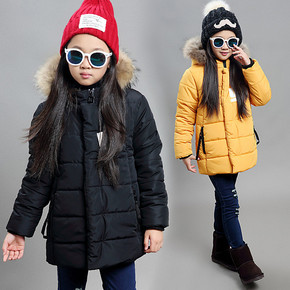 男童冬款棉衣 2015韩版新款女童儿童毛领5-12岁加厚棉袄外套上衣