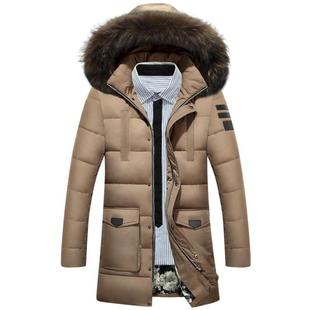 战地吉普男士中长款修身羽绒服 2015新款冬季青年大毛领加厚外套