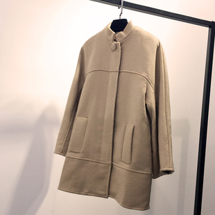 2015冬新品韩版时尚修身显瘦中长款呢子大衣毛加厚呢外套女Y44156
