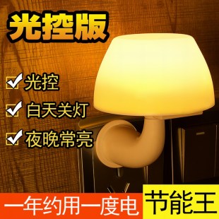 遥控led节能灯卧室插电声光控开关小夜灯起夜婴儿喂奶蘑菇床头灯