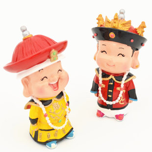 北京特色工艺品故宫娃娃旅游纪念品皇帝皇后小泥人小摆件出国礼品