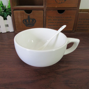 正品包邮纯白陶瓷碗杯简约杯碗高档咖啡杯早餐碗麦片杯拿铁杯拉花