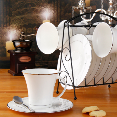 欧式陶瓷咖啡杯套装创意英式下午茶具骨瓷咖啡杯碟勺带架子