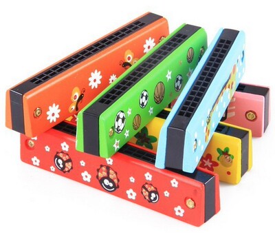 包邮特价儿童乐器木制彩绘儿童口琴 音乐启蒙 多色环保儿童玩具