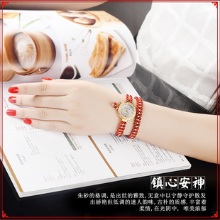 爵派朱砂手链表 韩版潮流时尚女士手表 防水石英表缠绕时装表包邮