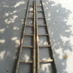 家用直梯子竹制品建筑工程施工步梯幼儿园攀爬7级毛竹竹梯2.4米长