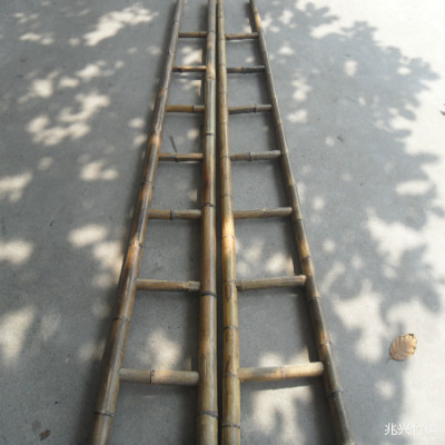 家用直梯子竹制品建筑工程施工步梯幼儿园攀爬7级毛竹竹梯2.4米长