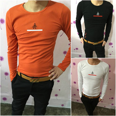 2015秋季新款社会小伙快手同款男士必备长袖韩版修身T恤时尚小衫