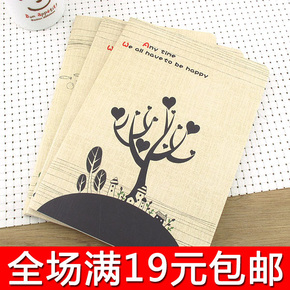 日韩国文具 批发 韩版复古手绘风笔记本 缝线本 软面抄sh048