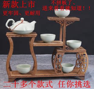 红木雕鸡翅木 实木中式家具多宝格古玩展示架现代博古架茶壶架子