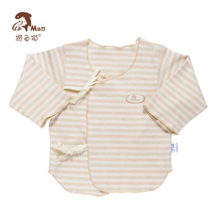 捞鱼猫0-3个月宝宝新生儿和尚服纯棉 单件天然彩棉婴儿半背衣春夏