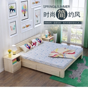 实木双人床 1.5米1.8米松木单人床儿童床简易床成人床1.2米可定制