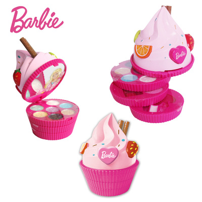 正品BARBIE/芭比儿童化妆品 旋转蛋糕粉盒 儿童表演彩妆礼盒礼品