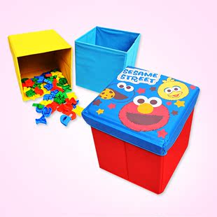 外销贸迪士尼disney儿童卡通方形PU收纳凳玩具收纳箱折叠整理盒