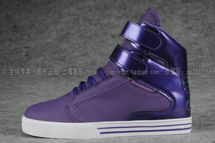 Supra旗舰店 Justin Bieber滑板鞋情侣鞋 潮流板鞋高帮休闲鞋紫白