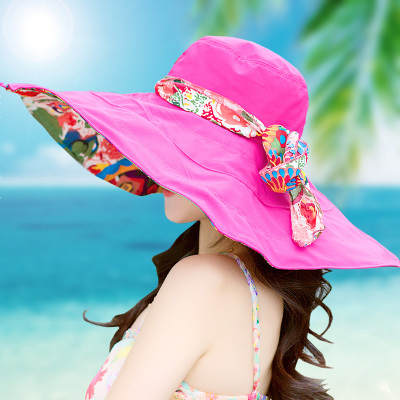 帽子女士夏天韩版太阳帽沙滩帽大沿户外防晒帽 防紫外线遮阳帽女