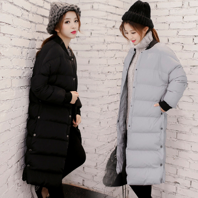 2015冬装新款女装韩国长款加厚保暖大码宽松过膝学生羽绒棉服外套