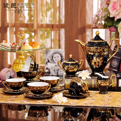 陶瓷咖啡具套装15头 欧式茶具咖啡杯套装英式下午茶具高档杯碟