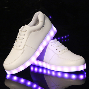 秋冬季韩版七彩发光鞋LED亮灯男女运动鞋情侣USB充电夜光荧光鞋子