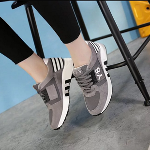 2016秋季新款运动鞋女Y-8厚底休闲鞋真皮拼色系带透气跑步鞋单鞋