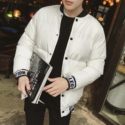 2015冬季新款韩版男士字母设计加厚保暖棉衣青少年休闲外套棉服潮