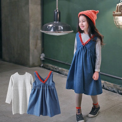 MST2512韩版童裙女童两件套时尚娃娃连衣裙韩国女童连衣裙