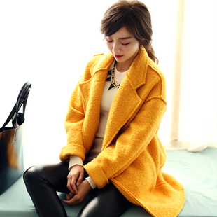 2015冬春季新款外套韩版时尚中长款羊毛呢大衣大码女装学生上衣女