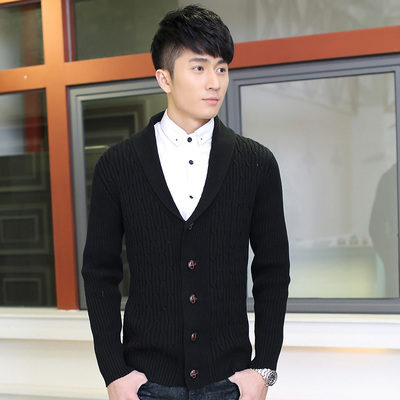 韩版男士毛衣外套 秋季2015新款青少年开衫夹克休闲针织衫潮