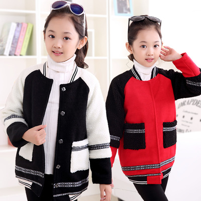 冬季童装女童呢子大衣2015新款韩版春秋装外套双排扣加棉风衣儿童